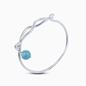 Fluidity Color silver plated brass bangle with spiral eternity and turquoise sphere motifs-