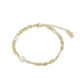 The Chain Addiction II chain gold plated bracelet with three pearls-