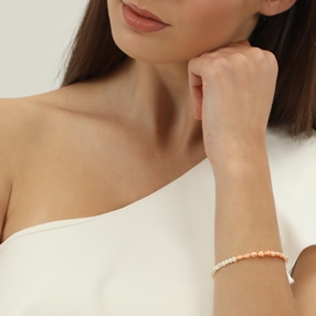 Memory Beat white-light orange pearl bracelet-