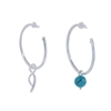 Fluidity Color silver plated brass hoops, spiral eternity and turquoise sphere motifs
