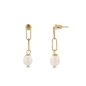 The Chain Addiction II drop earrings with gold plated links and pearls-
