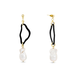 The Chain Addiction gold plated dangle earrings with enamel and pearls-