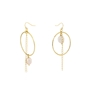 The Chain Addiction gold plated mismatched dangle earrings with hoops and pearls-