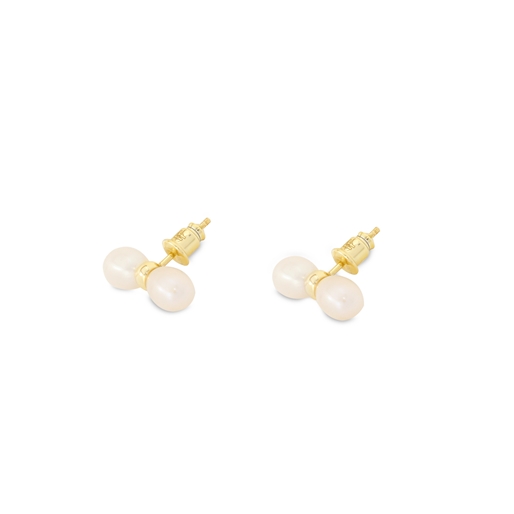 The Chain Addiction gold plated studs with pearls-