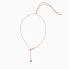 Fluidity Color brass necklace with 18K yellow gold plating, spiral eternity and green malachite sphere motifs 