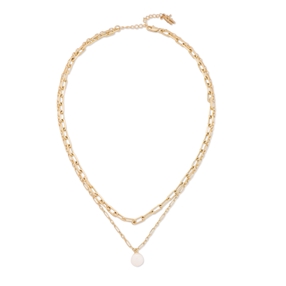 The Chain Addiction 18K yellow gold plated brass with white freshwater pearls double chain necklace-