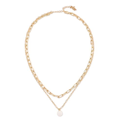 The Chain Addiction gold plated double chain necklace with pearl-
