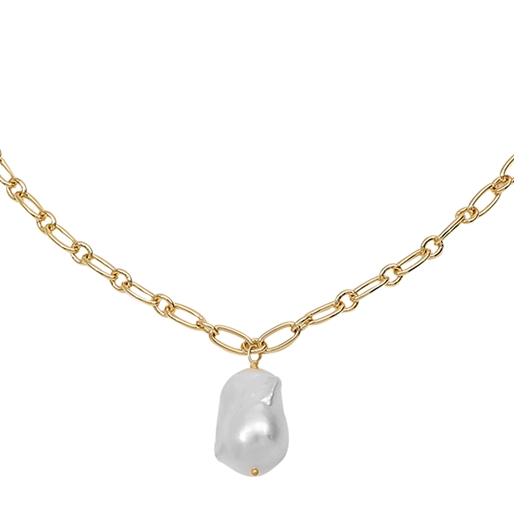 The Chain Addiction gold plated chain necklace with large pearl-