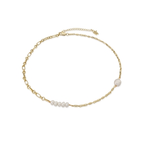 The Chain Addiction short chain gold plated necklace with pearls-
