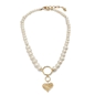 The Chain Addiction II short necklace with pearls and heart motif-