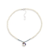 Memory Beat short white-light blue pearl necklace with bead