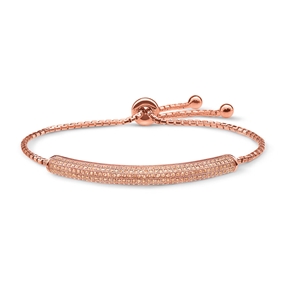 Fashionably Silver Essentials Rose Gold Plated Adjustable Bracelet-