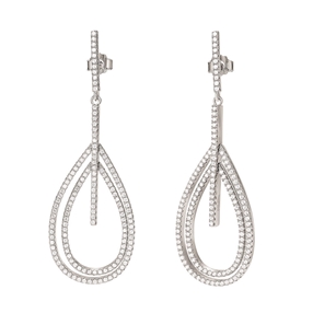 Fashionably Silver Temptation Rhodium Plated Long Earrings-
