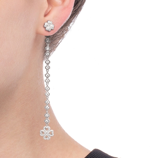 Miss Heart4Heart Silver 925 Rhodium Plated Multi Wear Long Earrings  -