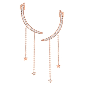Wishing On Silver 925 18k Rose Gold Plated Long Earrings-