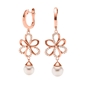 Flower Power 18k Rose Gold Plated Brass Hoop Long Earrings-