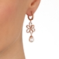 Flower Power 18k Rose Gold Plated Brass Hoop Long Earrings-