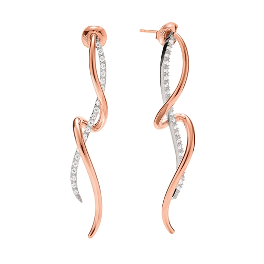 Fluidity 18k Rose Gold Plated Brass and Silver Plated Brass Long Earrings-