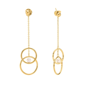 Link Up Silver 925 18k Yellow Gold Plated Long Earrings-