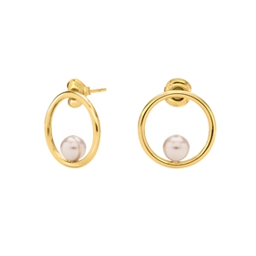 Link Up Silver 925 18k Yellow Gold Plated Small Hoop Earrings-