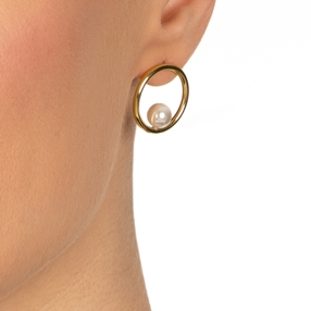 Link Up Silver 925 18k Yellow Gold Plated Small Hoop Earrings-