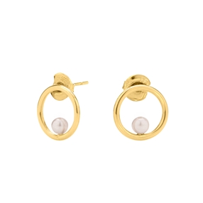 Link Up Silver 925 18k Yellow Gold Plated Mini Κρίκοι Σκουλαρίκια-
