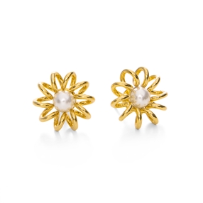 Dainty World Silver 925 18k Yellow Gold Plated Stud Earrings-