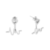 My Heart Beat silver 925° pierced earrings  with small heart motif with cz stones & medium heartbeat motif