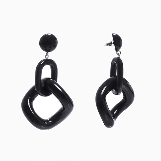 Impress Me pierced earrings with double square black resin rings-