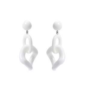 Impress Me long earrings with double square white rings-