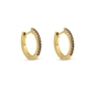 Good Vibes small gold plated hoops with purple crystals-