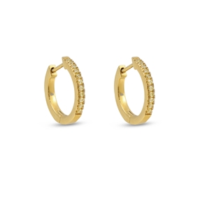 Good Vibes small gold plated hoops with yellow crystals-