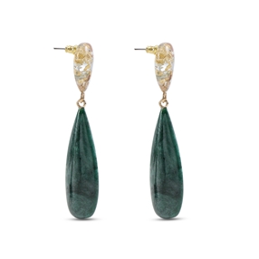 Impress Me II long transparent - green drop earrings-