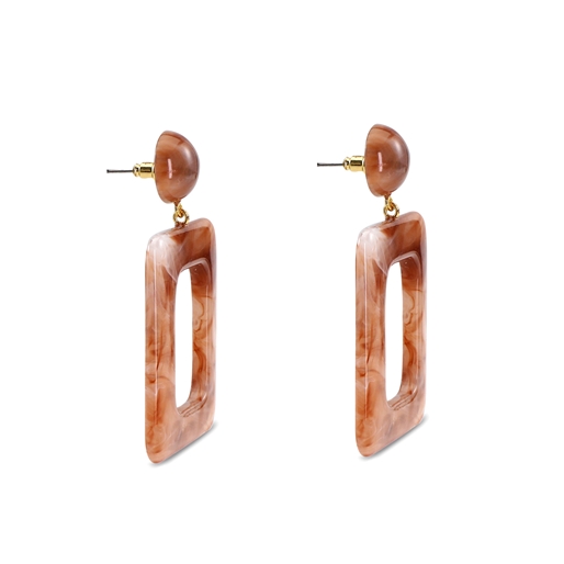Impress Me II large rectangular brown earrings-