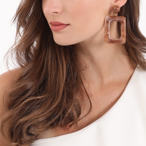 Impress Me II large rectangular brown earrings-