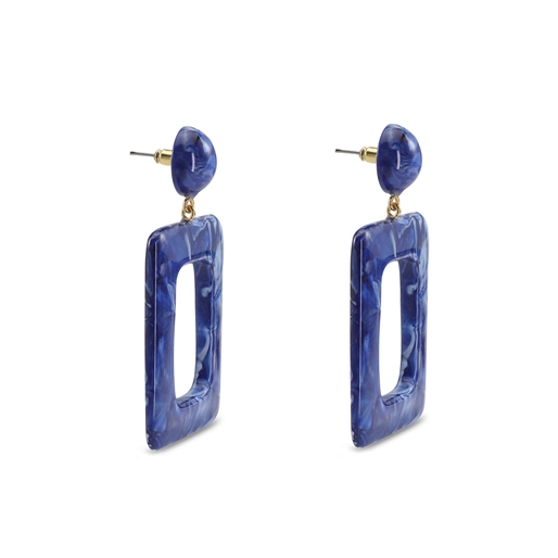 Impress Me large rectangular blue earrings-