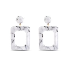 Impress Me II large rectangular white earrings-