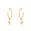 Fashionable.Me medium gold plated hoops with cross and pearl charms