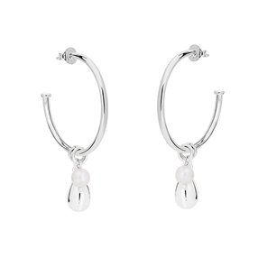 Fashionable.Me large silver hoops with drop and pearl charms-