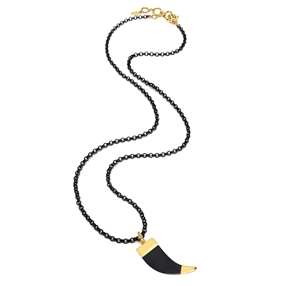 Style Stories Black Plated Long Necklace-