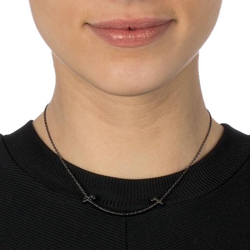 My FF Silver 925 Black Flash Plated Short Necklace-