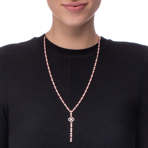 Miss Heart4Heart Silver 925 Rose Gold Plated Long Necklace -