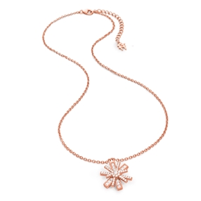 Star Flower Flash Silver 925 Rose Gold Plated Medium Motif Short Necklace-