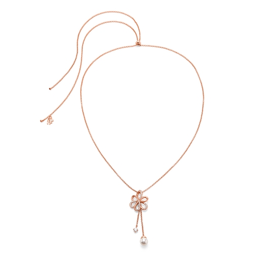 Flower Power 18k Rose Gold Plated Brass Adjustable Long Necklace-