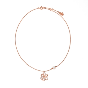 Flower Power 18k Rose Gold Plated Brass Short Necklace-