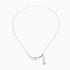 The Pearl Effect silver plated brass chain necklace with curved motif & white shell coated The Pearl Effect