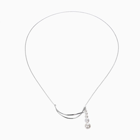 The Pearl Effect silver plated brass chain necklace with curved motif & white shell coated The Pearl Effect-