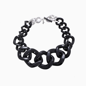 Impress Me chunky chain necklace with square black rings-