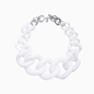 Impress Me chain necklace, large square white resin rings and zinc metal parts-