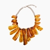 Impress Me chain necklace, rectangular amber resin motifs and zinc metal parts